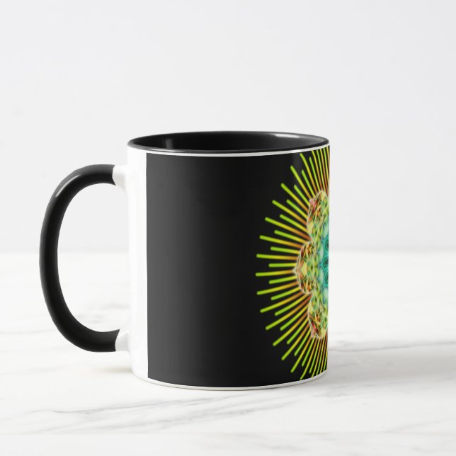 Mandala gelb grün | schwarz tasse (Links)