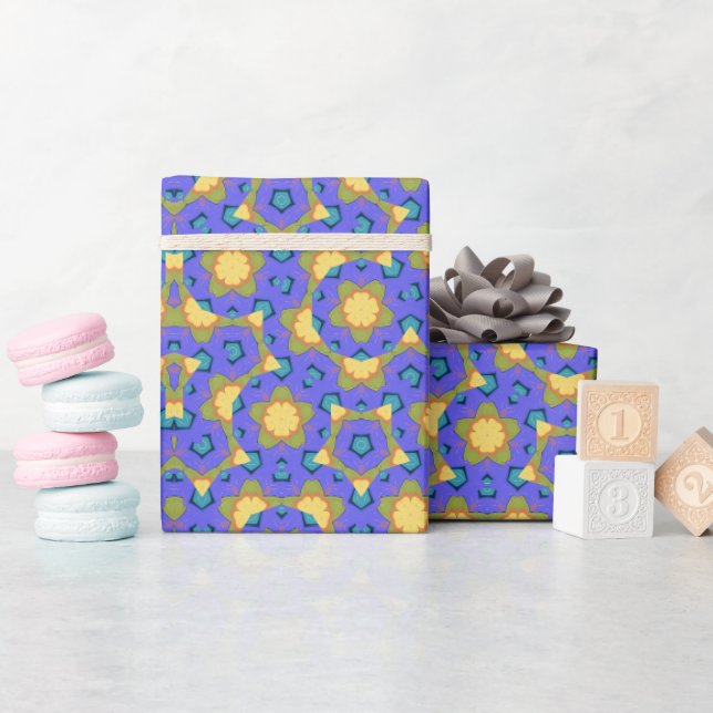 Mandala Gelb und Lila Geschenkpapier (Babyparty)
