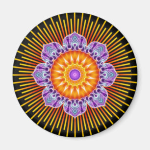 Mandala, gelb violett, schwarz magnet