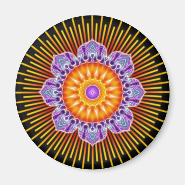 Mandala, gelb violett, schwarz magnet (Vorne)