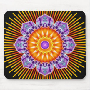 Mandala, gelb violett, schwarz mousepad