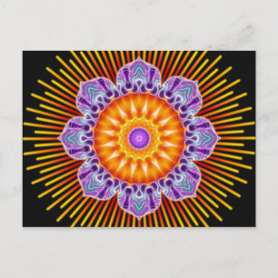 Mandala, gelb violett, schwarz postkarte