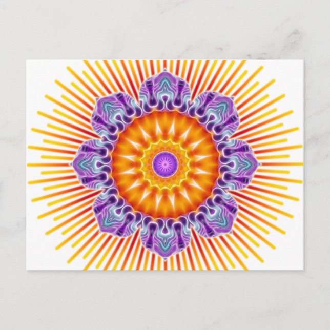Mandala-Gelbviolett Postkarte (Vorderseite)