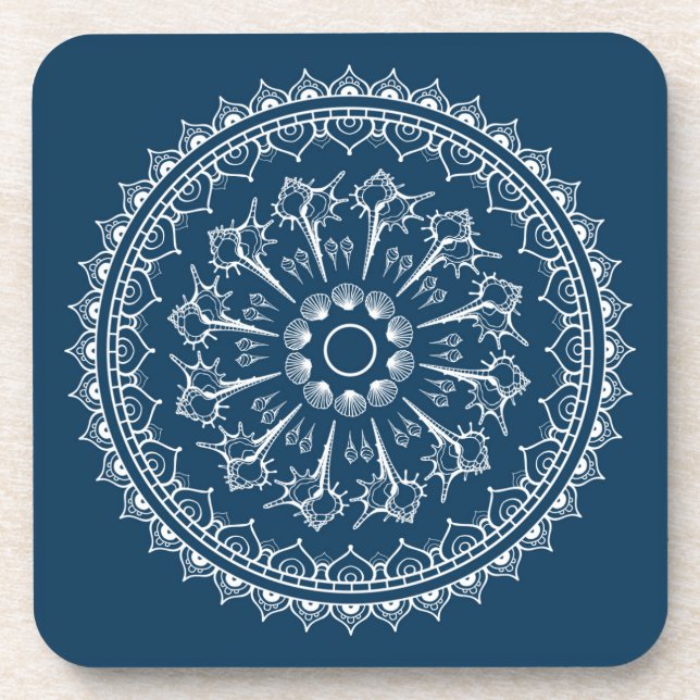 Mandala gemacht von den Seashells Getränkeuntersetzer (Vorderseite)
