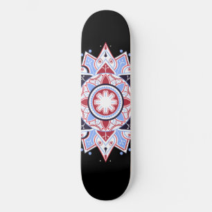 Mandala Geometric Abstrakt Pattern Blau Schwarz Skateboard