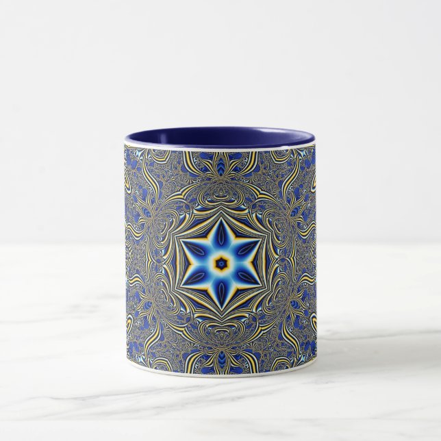 Mandala Geometric Rosette Fraktal Retro Hippie Tas Tasse (Zentrum)