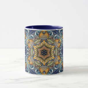 Mandala Geometric Rosette Fraktal Retro Hippie Tas Tasse