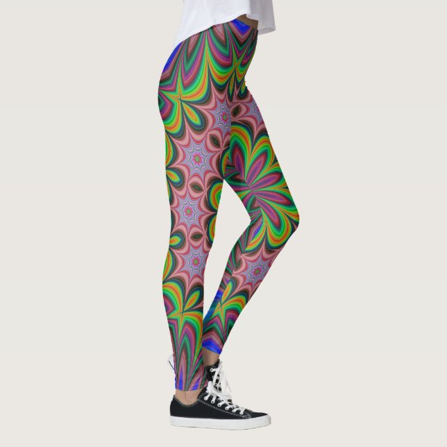 Mandala Geometric Rosette Retro Hippie Leggings (Rechts)