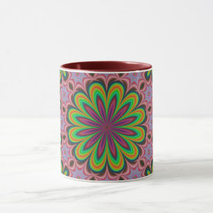 Mandala Geometric Rosette Retro Hippie Tasse