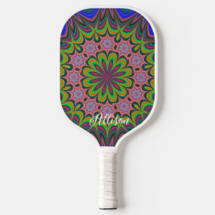 Mandala geometrische Rosette Retro Hippie Pickleball Schläger