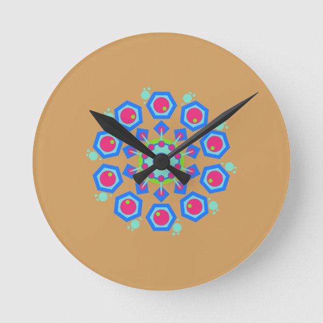 Mandala geometrisches Muster Runde Wanduhr (Vorderseite)