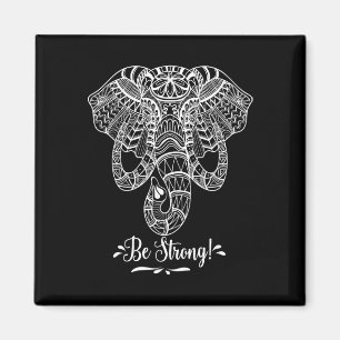 Mandala-Gesichtselefant. Sei stark. Wie ein Elefan Magnet
