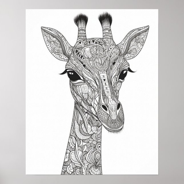 Mandala Giraffe Coloring Poster für Erwachsene (Vorne)