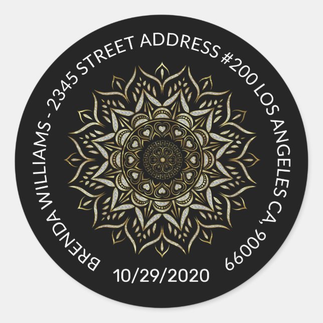 Mandala-Glitzer - Wirbel Runder Aufkleber (Vorderseite)