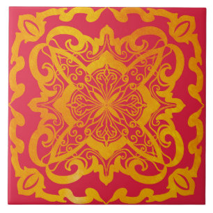 Mandala, Gold, Barock, elegante Keramikfliese