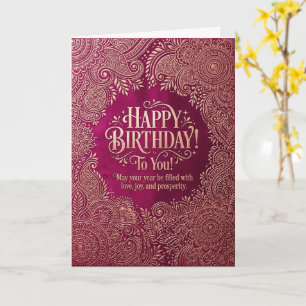 Mandala Gold Burgunder Happy Birthday Karte Boho
