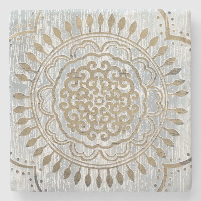 Mandala Gold Design Steinuntersetzer (Vorderseite)