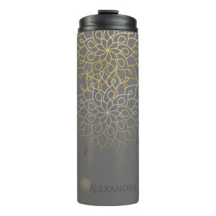 Mandala Gold Gray Personalisiert Elegante Thermosbecher