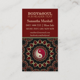 Mandala Gold Red YinYang New Age Business Cards Visitenkarte