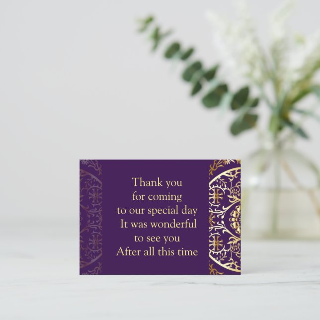 Mandala Gold sur Carte de remerciements violet (Debout devant)