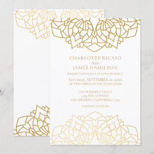 Mandala Gold White Pattern Personalisierte Hochzei Einladung