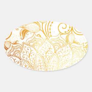 Mandala - goldene Bürste Ovaler Aufkleber