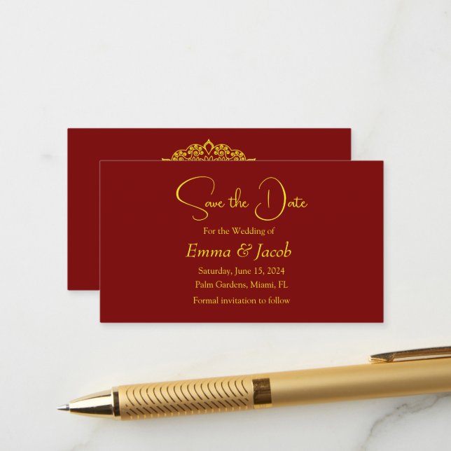 Mandala-Goldkarte Save the Date Begleitkarte (Vorderseite/Rückseite Beispiel)