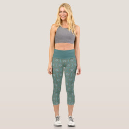 Mandala Green Capri Leggings
