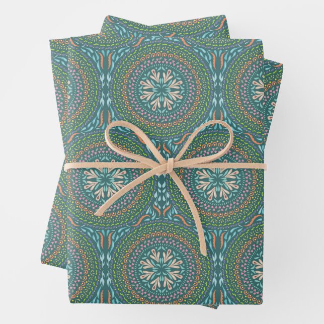 Mandala Green Design Geschenkpapier Set (Beispiel)