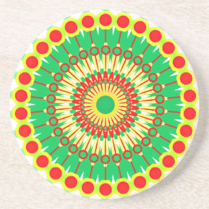 Mandala Green Red Circle Design-58577 Getränkeuntersetzer