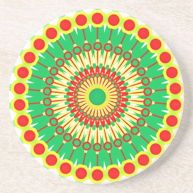 Mandala Green Red Circle Design-58577 Getränkeuntersetzer (Vorne)