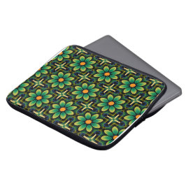 Mandala Green und Yellow Floral Geometric Pattern Laptopschutzhülle