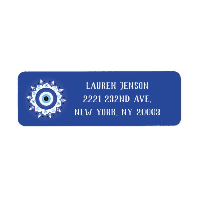 Mandala Griechisch Evil Eye Blue White (Vorne)