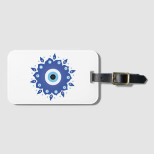 Mandala Griechisch Evil Eye Blue White Gepäckanhänger