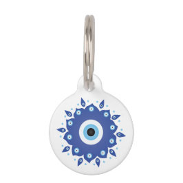 Mandala Griechisch Evil Eye Blue White Haustiermarke