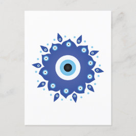 Mandala Griechisch Evil Eye Blue White Postkarte