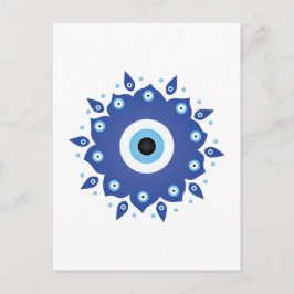Mandala Griechisch Evil Eye Blue White Postkarte