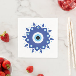 Mandala Griechisch Evil Eye Blue White Serviette