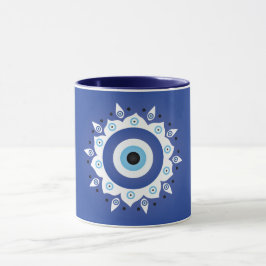 Mandala Griechisch Evil Eye Blue White Tasse