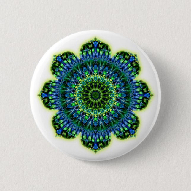 Mandala grün blau button (Vorderseite)