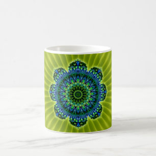 Mandala grün blau hellgrüne Blume Kaffeetasse