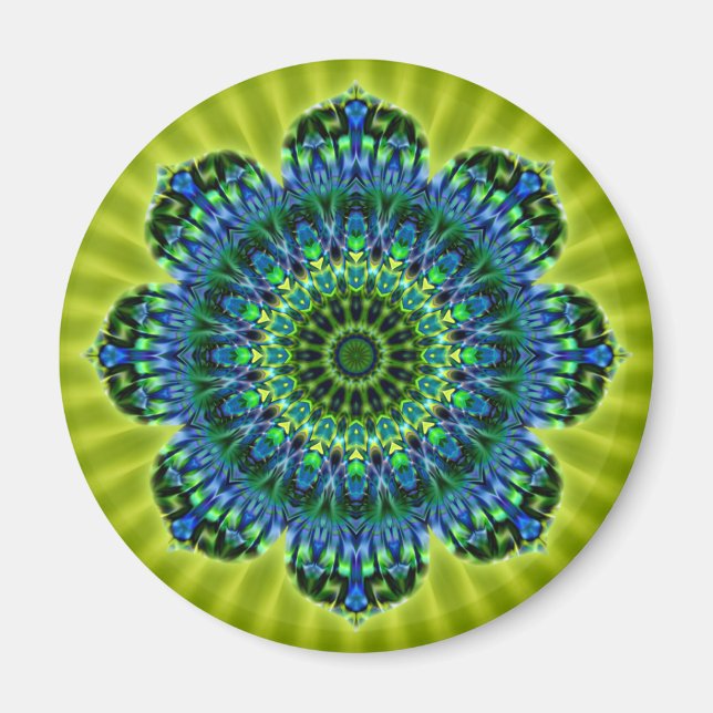 Mandala grün blau | hellgrüne Blume Magnet (Vorne)