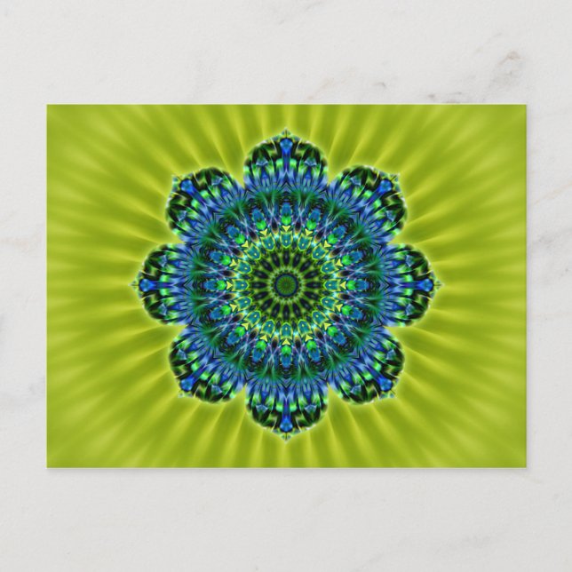 Mandala grün blau | hellgrüne Blume Postkarte (Vorderseite)