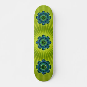 Mandala grün blau hellgrüne Blume Skateboard