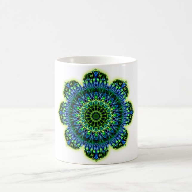 Mandala grün blau kaffeetasse (Mittel)