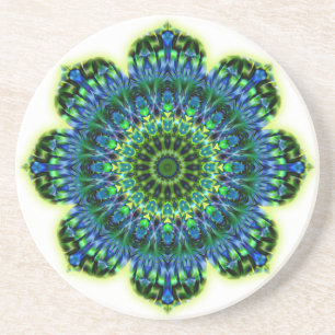 Mandala grün blau sandstein untersetzer