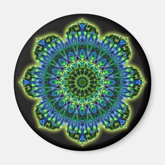 Mandala grün blau | schwarz magnet (Vorne)