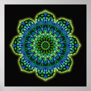Mandala grün blau   schwarz poster