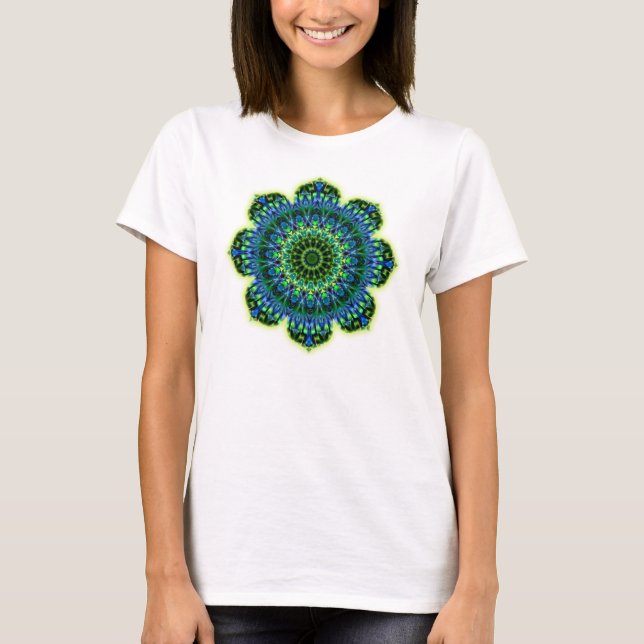 Mandala grün blau T-Shirt (Vorderseite)