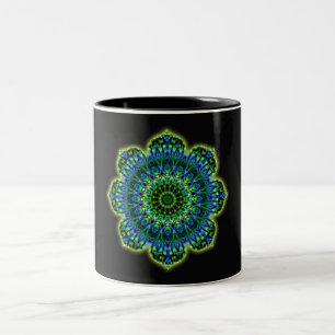 Mandala grün blau zweifarbige tasse